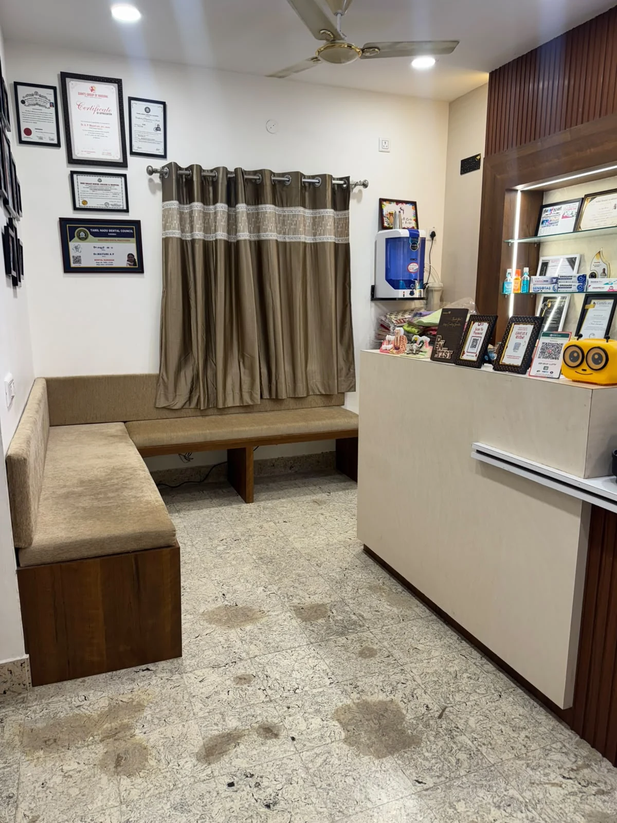 Patient Waiting Lounge with Cushioned Seating at PVM Dental Hospital
